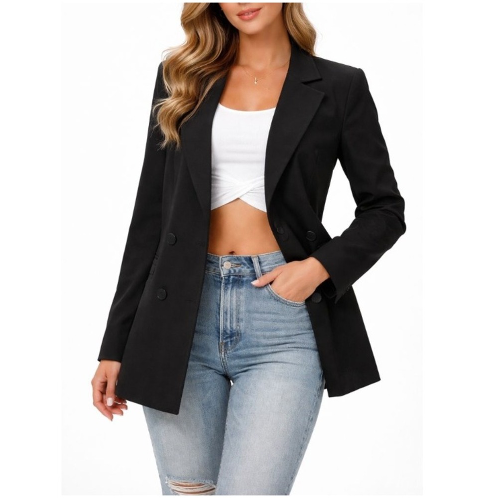 GraVel Fashion Women's Black Double Breasted Blazer Jacket NWT Size S